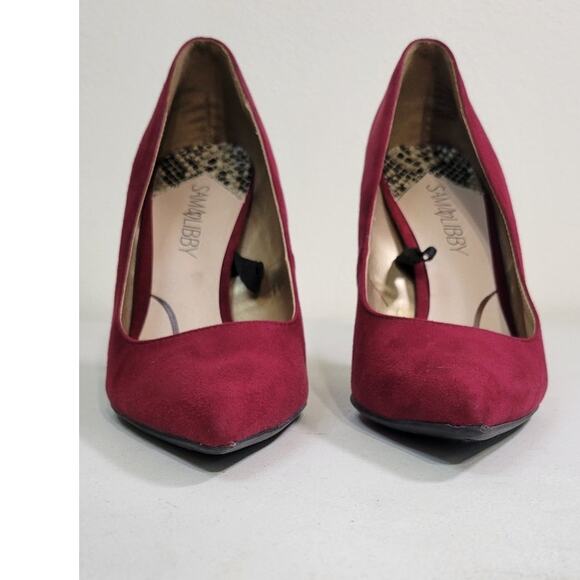 Sam & Libby Shoes Womens Size 8.5 Velvet Red Heels Sexy Flirty Holiday Heels - Picture 5 of 10